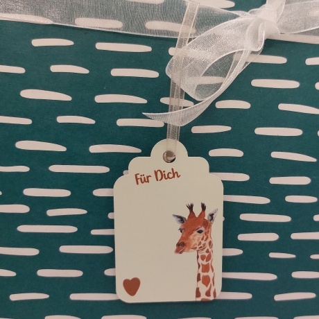 5 Geschenkanhänger mit Giraffenmotiv 