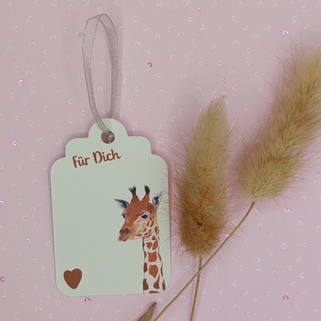5 Geschenkanhänger mit Giraffenmotiv 
