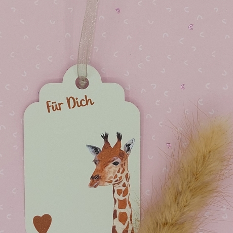 5 Geschenkanhänger mit Giraffenmotiv 