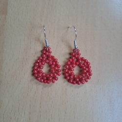 Ohrringe aus Perlen, rot, Handarbeit