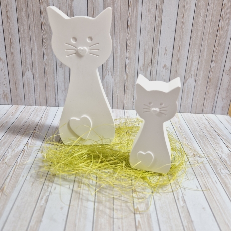 2er-Set Katzen aus Gießpulver Gießkeramik Geschenkidee Deko 