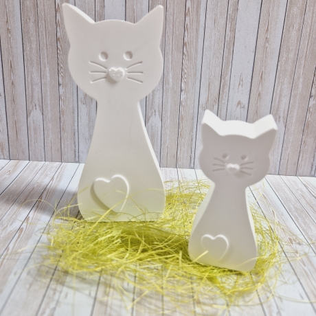 2er-Set Katzen aus Gießpulver Gießkeramik Geschenkidee Deko 