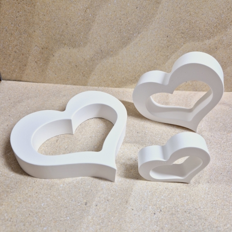 Herz 3er-Set aus Gießpulver Gießkeramik Geschenkidee Dekoration 