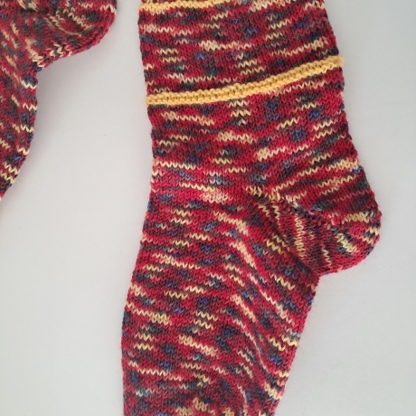 Socken  Gr. 40/41 - handgestrickt - rot / bunt