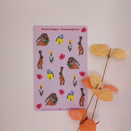 Stickerbogen Hasen Mümmelparty