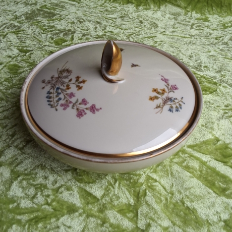 Naturblumen auf Elfenbein mit Goldrand. Fürstenberg. 