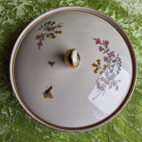 Naturblumen auf Elfenbein mit Goldrand. Fürstenberg. 