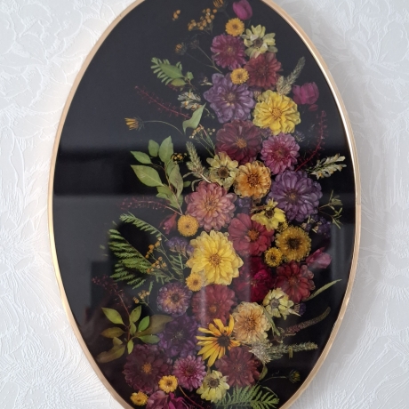 Bild 60x40 echte Blumen in Epoxidharz