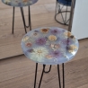 Beistelltisch aus Epoxidharz, echte Blumen! Ein Unikat