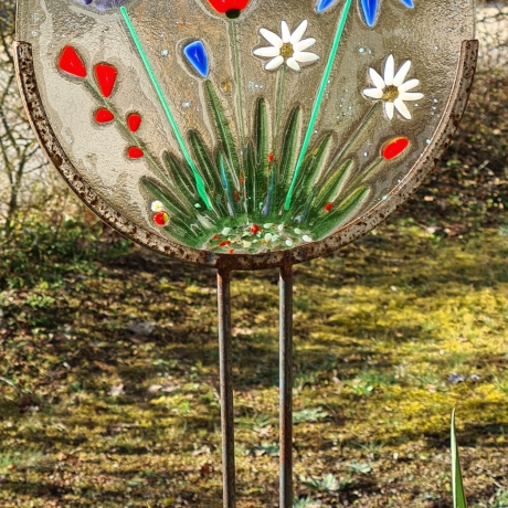 Gartenstecker xl...Gartenstele aus Glas und Metall...Glaskunst 