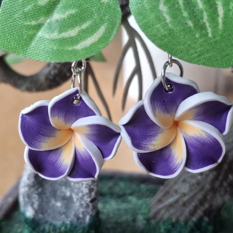 Kette und Ohrringe, Blume, lila