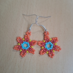 Ohrringe aus Perlen, Blümchen,bunt, Handarbeit