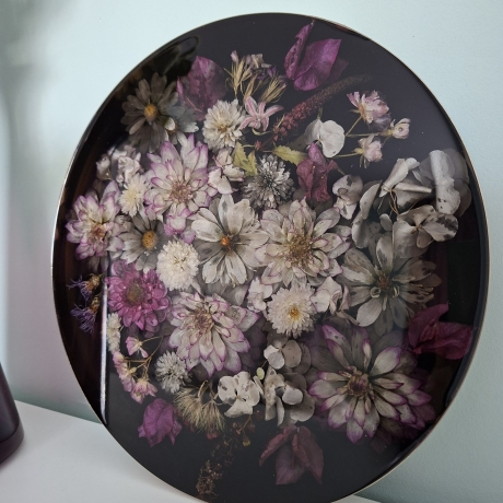 Tablett echte Blumen in Epoxidharz /Unikat