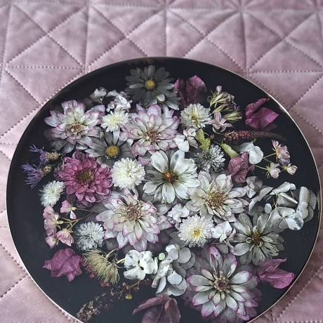 Tablett echte Blumen in Epoxidharz /Unikat