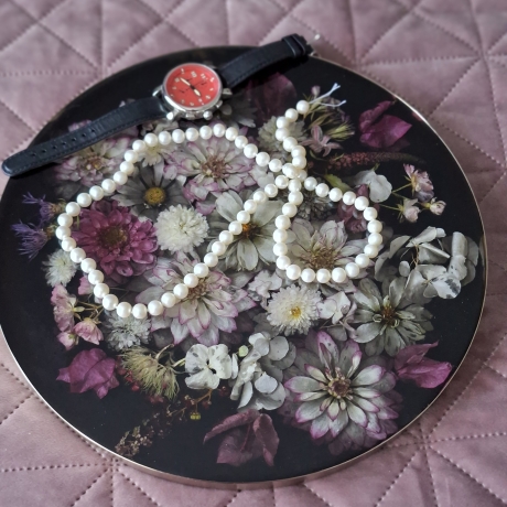 Tablett echte Blumen in Epoxidharz /Unikat