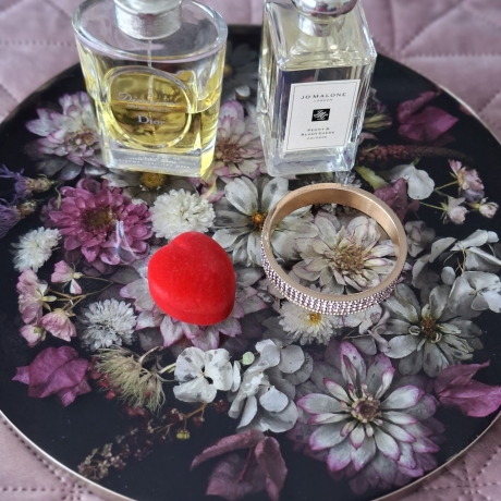 Tablett echte Blumen in Epoxidharz /Unikat