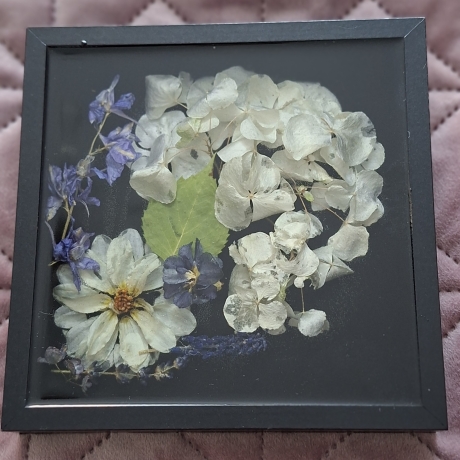 Bild 16x16 cm echte Blumen in Epoxidharz