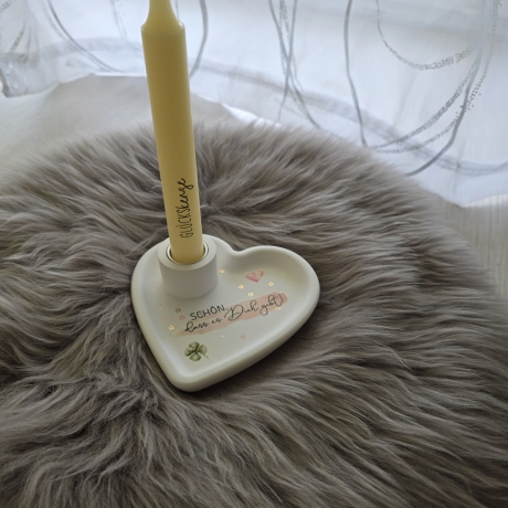 Teller Herz mit Wunschkerze