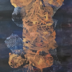 Acrylbild Orangefarbene Maus im Blauen Nebel