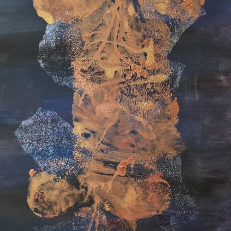 Acrylbild Orangefarbene Maus im Blauen Nebel