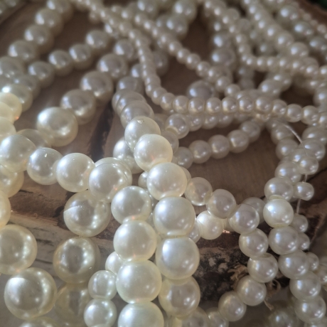 Perlen,  Glasperlen,  cremeweiß,  Set