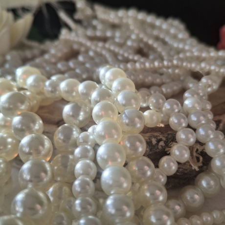 Perlen,  Glasperlen,  cremeweiß,  Set