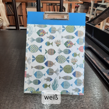 Klemmbrett A4 mit Fischmotiv, handgemacht, 3 Designs, Klammer