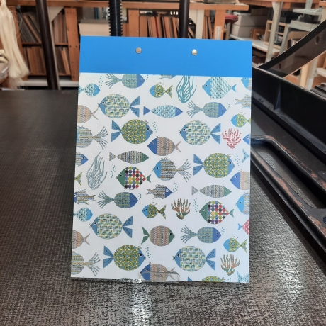 Klemmbrett A4 mit Fischmotiv, handgemacht, 3 Designs, Klammer