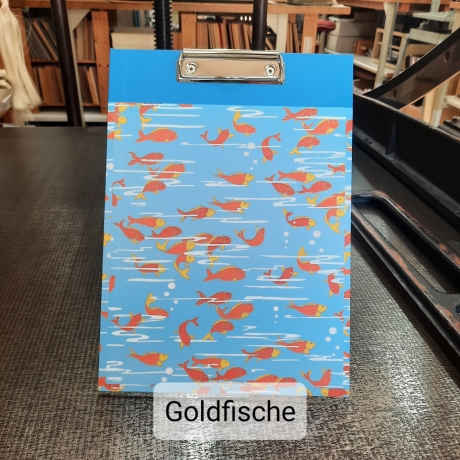 Klemmbrett A4 mit Fischmotiv, handgemacht, 3 Designs, Klammer