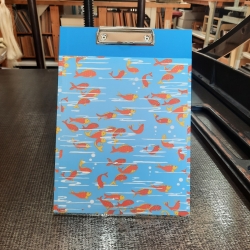 Klemmbrett A4 mit Fischmotiv, handgemacht, 3 Designs, Klammer