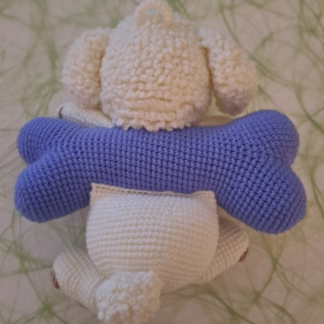 Gehäkelter Deko-Hund mit Knochen | Handgemachte Türdeko 