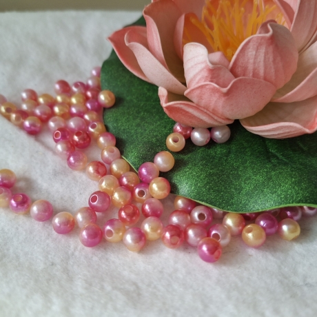 Perlen, Acryl-Perlen, Orange,rosa,pink