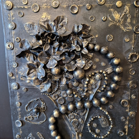 Holzbild Blumenmotiv  upcycling Handarbeit Geschenk mixedmedia