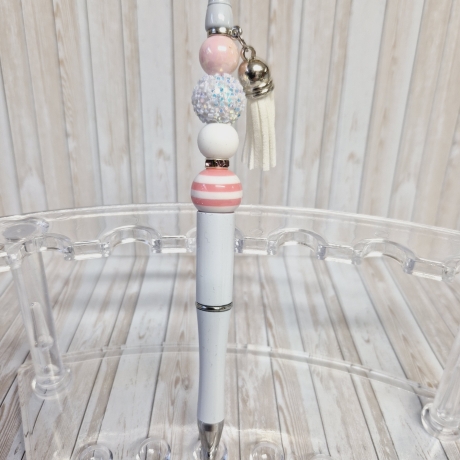 Kugelschreiber Perlen WEIß/ROSA Geschenkidee Mitbringsel