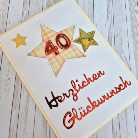 Karte zum 40.Geburtstag Geburtstagskarte Zahlenkarte