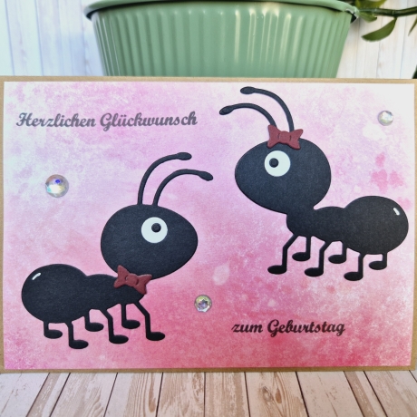 Karte zum Geburtstag Geburtstagskarte Ameisen