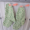 Socken - Gr.36/37 - handgestrickt - Lochmuster - grün/ weiß