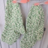 Socken - Gr.36/37 - handgestrickt - Lochmuster - grün/ weiß