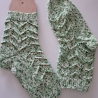Socken - Gr.36/37 - handgestrickt - Lochmuster - grün/ weiß