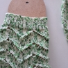 Socken - Gr.36/37 - handgestrickt - Lochmuster - grün/ weiß