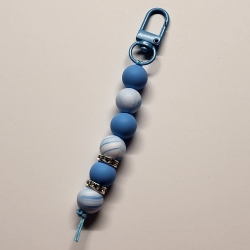 Anhänger blau marmoriert Silikonperlen