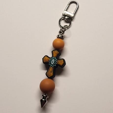 Anhänger Kreuz orange Silikonperlen