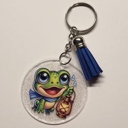 transparenter Acryl Anhänger Frösche von hinten Glitzer