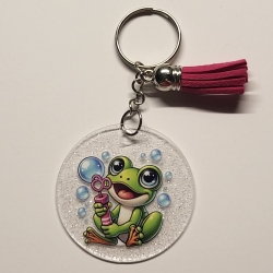 transparenter Acryl Anhänger Frösche von hinten Glitzer