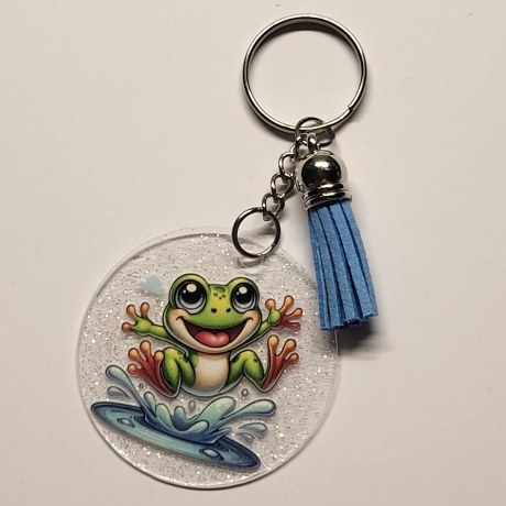 transparenter Acryl Anhänger Frösche von hinten Glitzer