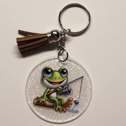 transparenter Acryl Anhänger Frösche von hinten Glitzer