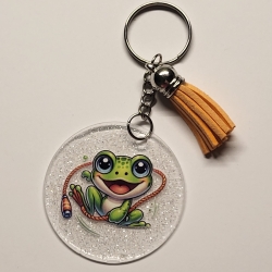transparenter Acryl Anhänger Frösche von hinten Glitzer
