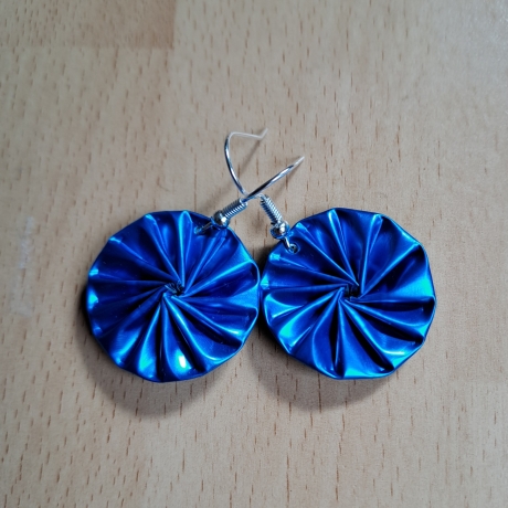 Ohrringe aus Kaffeekapseln, blau, Upcycling