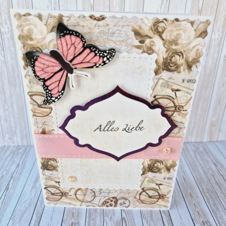 Geburtstagskarte Glückwunschkarte Alles Liebe mit Schmetterling
