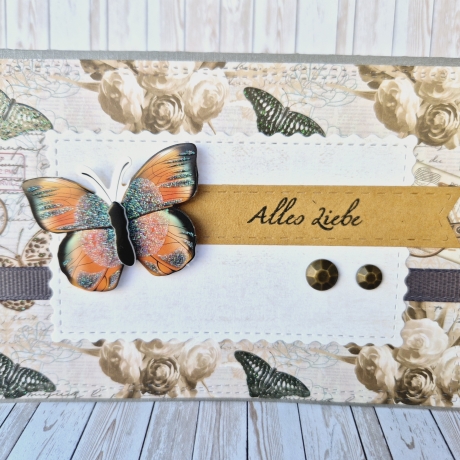 Geburtstagskarte Glückwunschkarte Alles Liebe mit Schmetterling